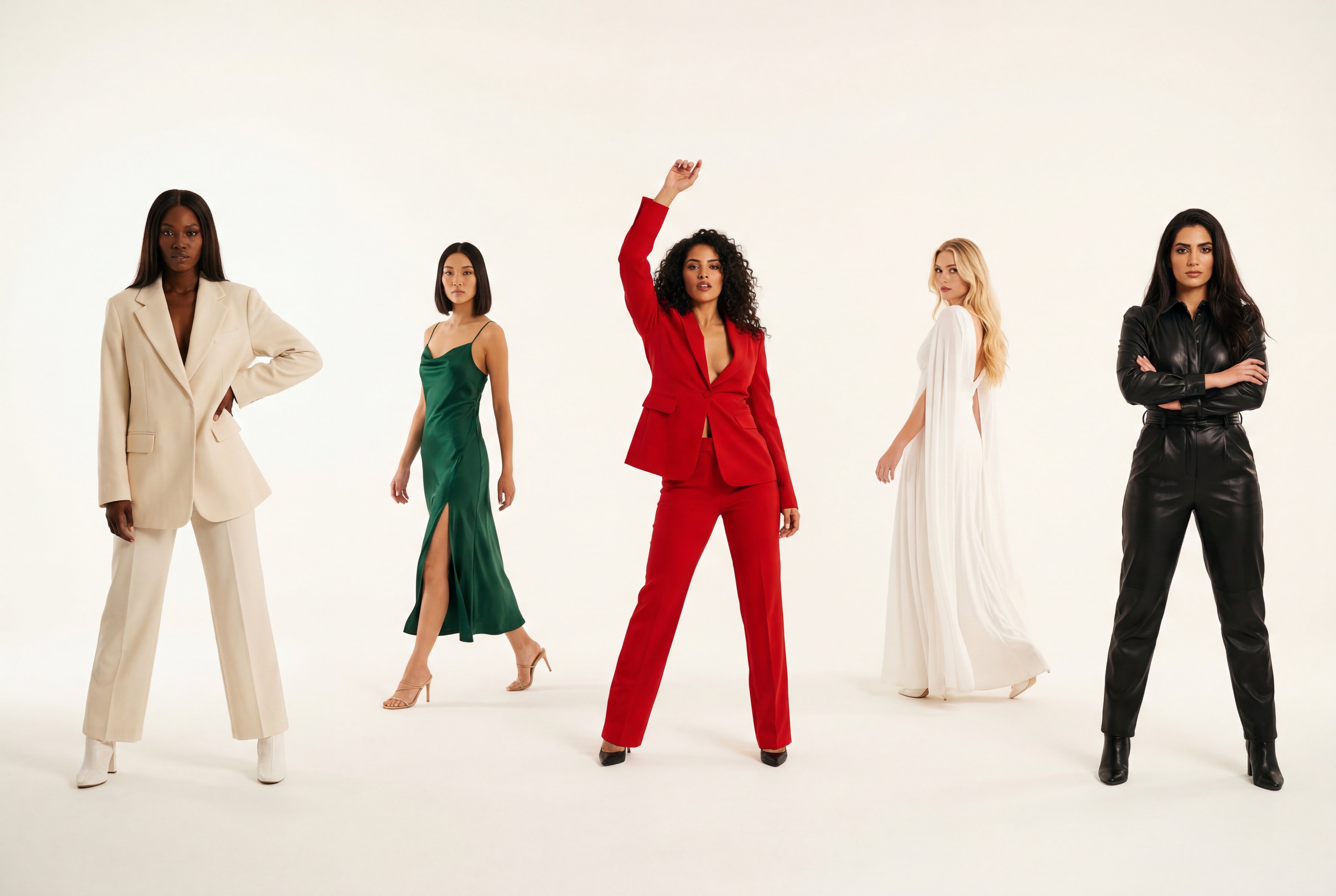 Fashion editorial — modelos editoriais diversas em estúdio